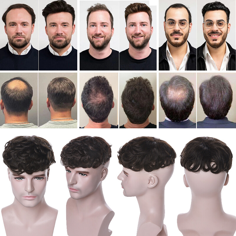 100% Remy Human Hair System Clip in Hairpiece Replacement Toupee For Men 6″x7.5″