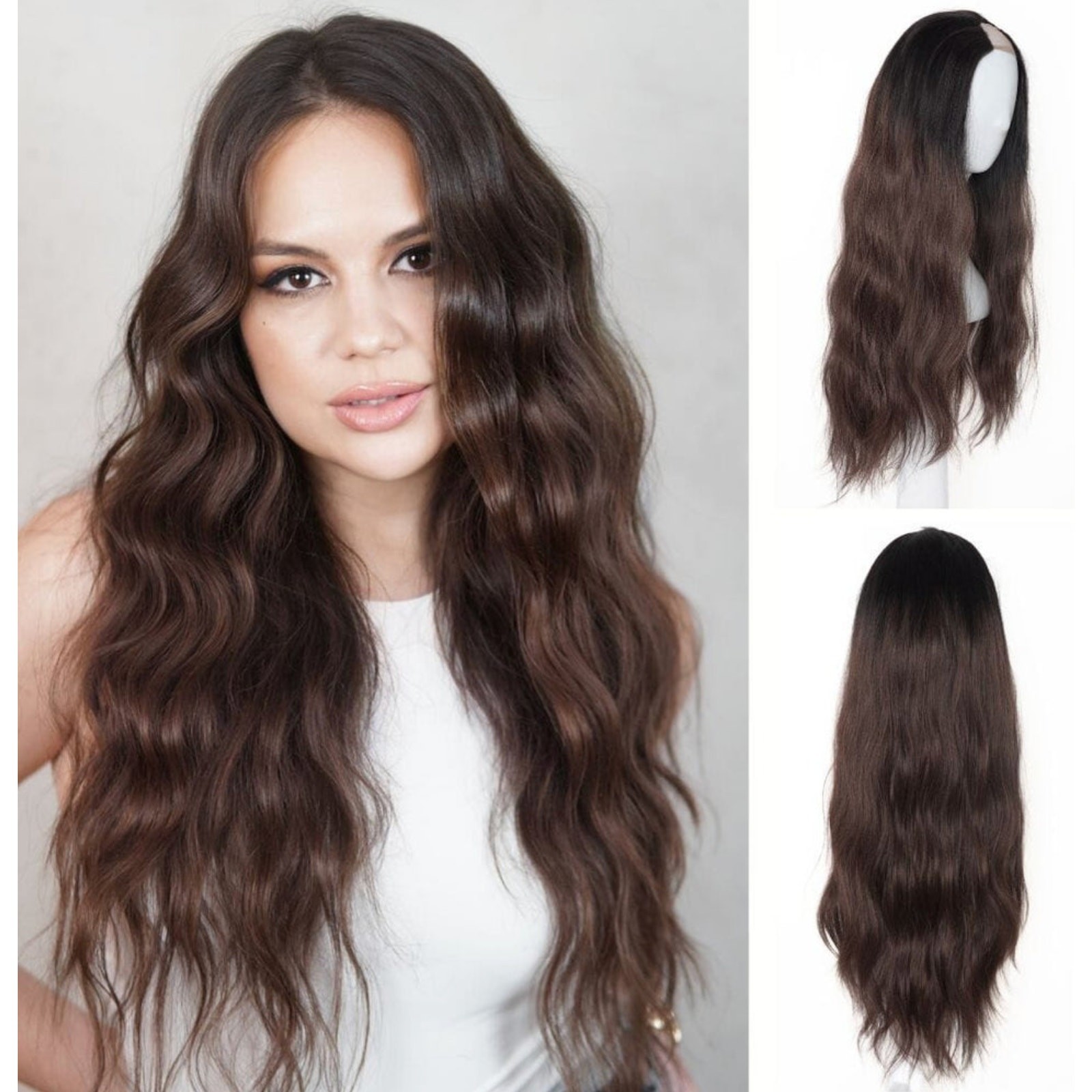 EASILOCKS THE LOOSE WAVE HD FIBRE 24″ LACE U PART WIG DARK BROWN OMBRE