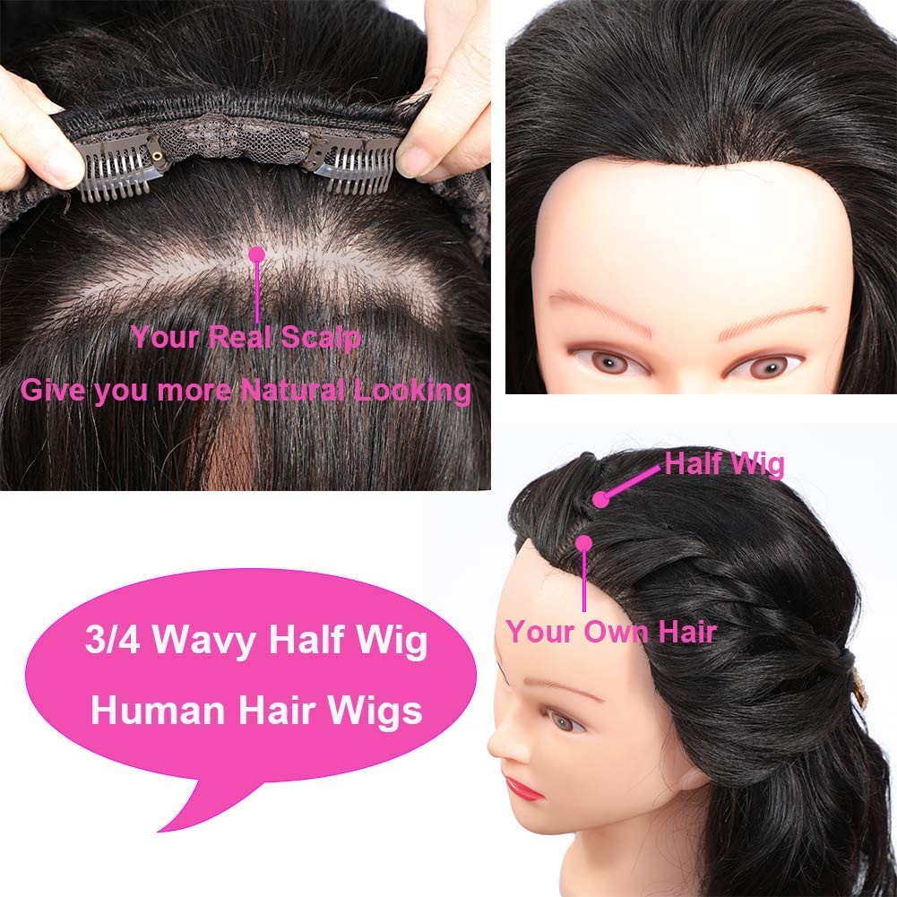 Urbeauty Body Wave 3 In 1 Half Wig Human Hair Glueless Wear And Go Wigs For