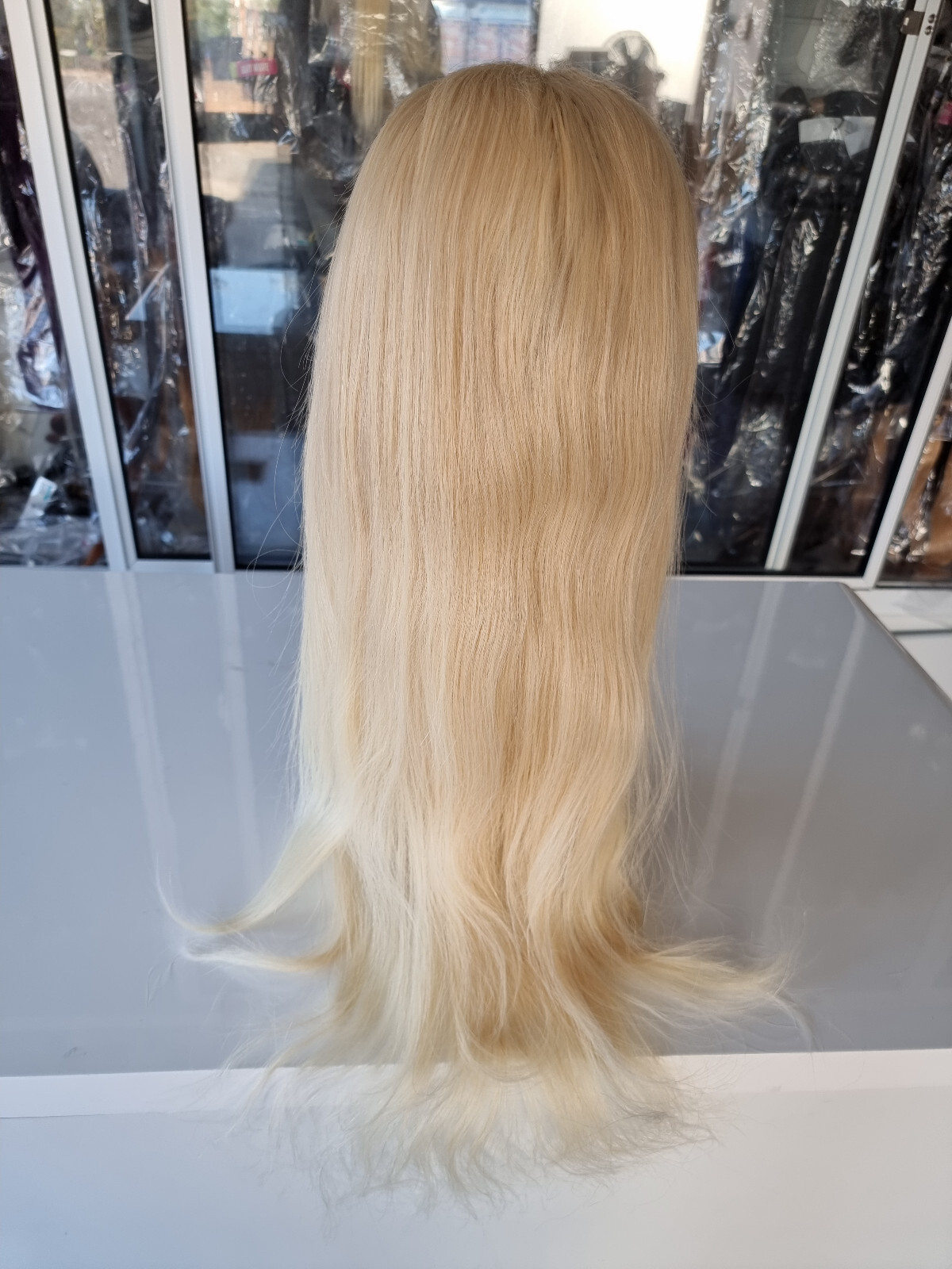 BRAZILIAN SILK BASE TOP GLUELESS FULL LACE WIG BLONDE 613# 180% DENSITY 20INCHES