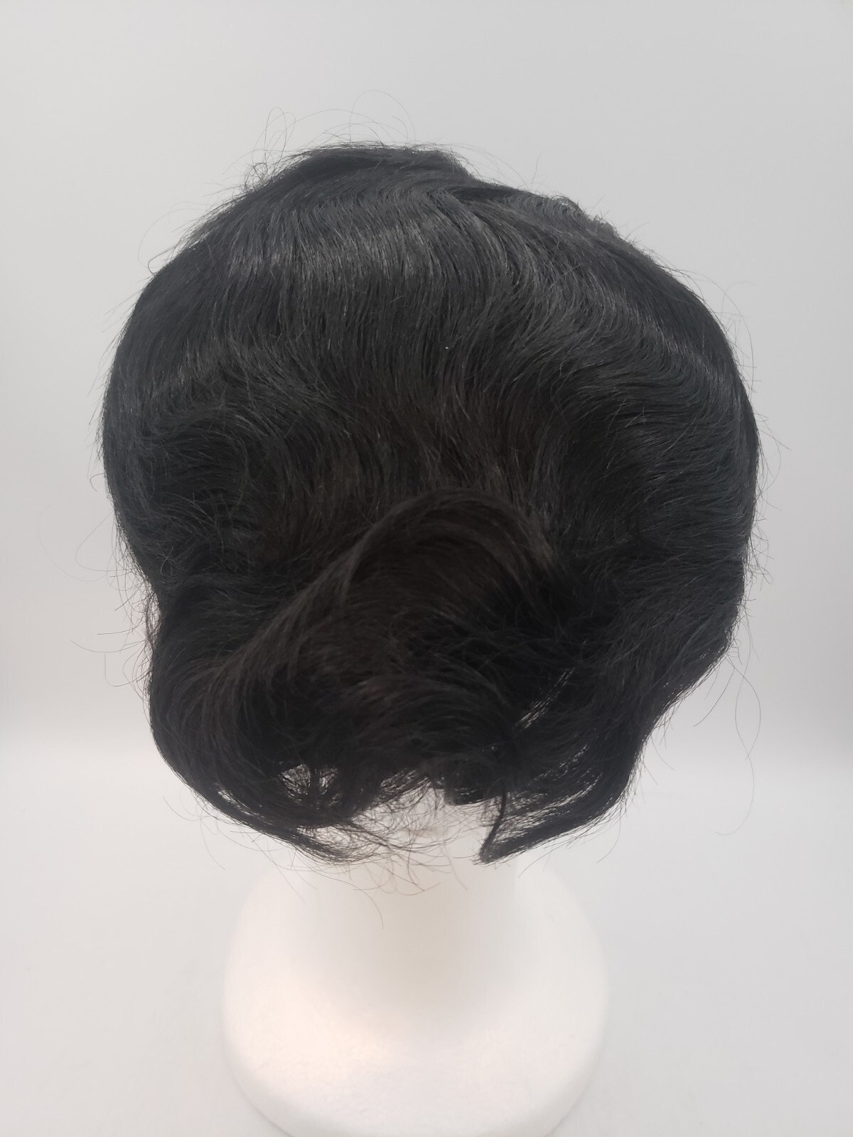 Happy&cc Toupee Men Human Hair #1B Thin Skin Pu Quality Virgin. 30mm Wave Curl.