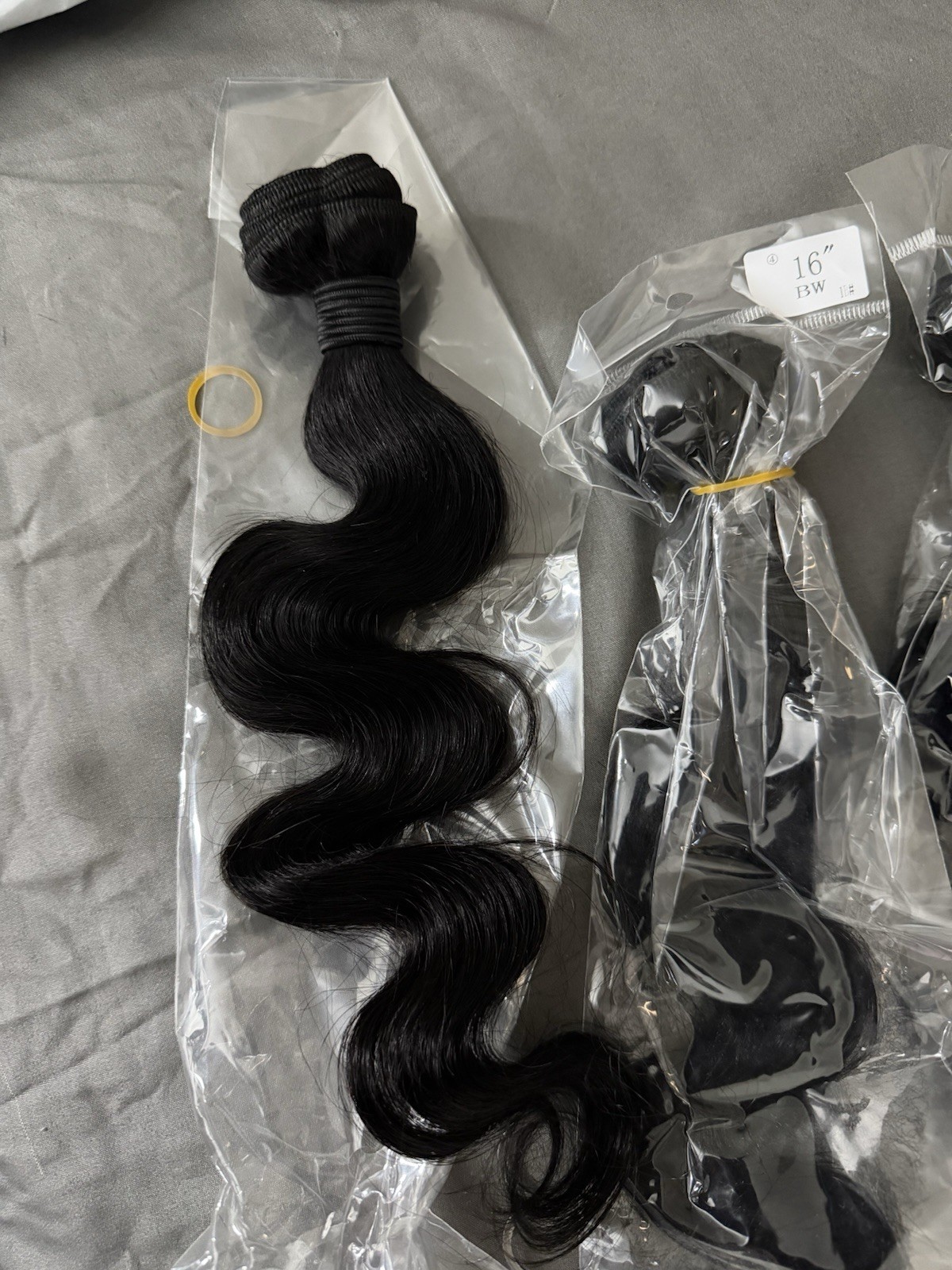 Black Body Wave Brazilian Human Hair Weft Extensions 16in 3 Bundles BW