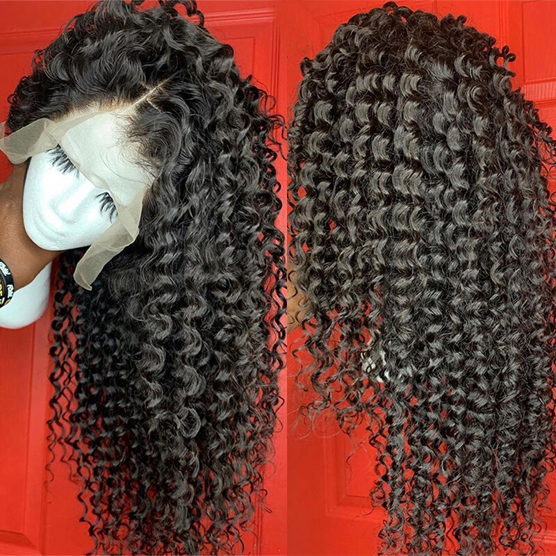 Kinky Curly Lace Front Wig 100 Real Malaysian Virgin Human Hair Wigs Baby Hair P