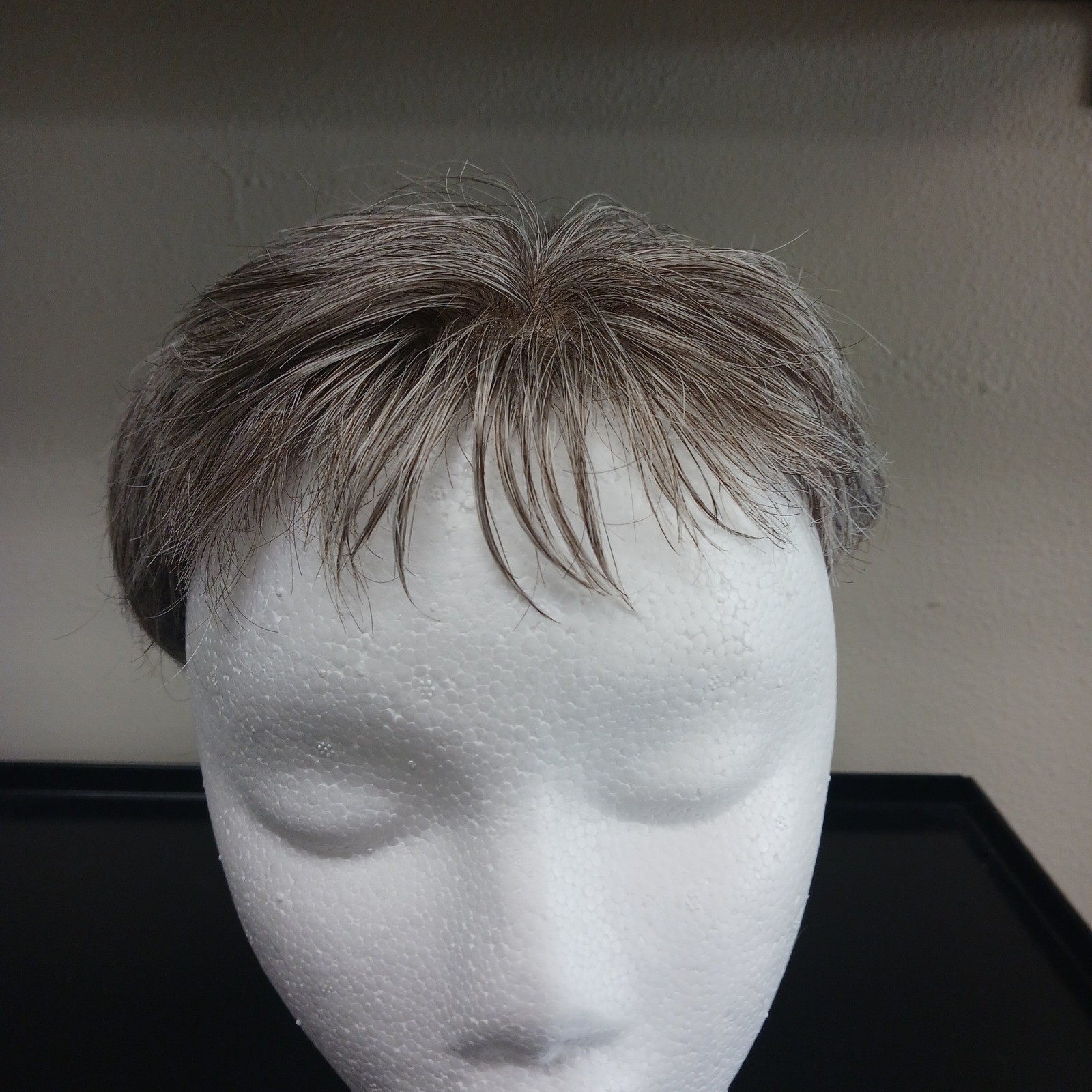 Color #260 Short Layered Salt Pepper Grey Synthetic brown human Hair Piece