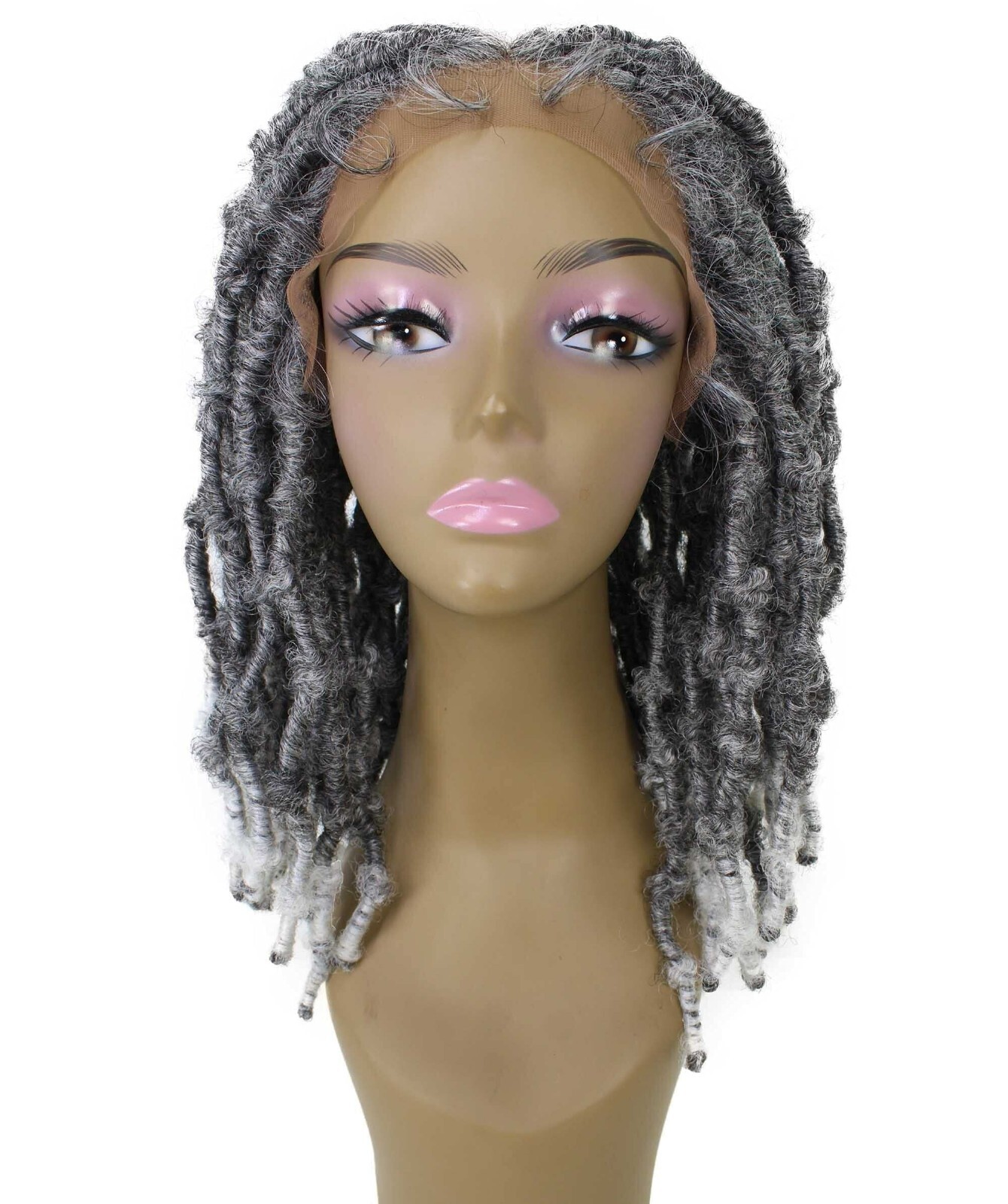 LUXLUXE Curly Ezelle 15.5″ inch Long 4X4 Hand Tied Lace Braid Braided Wig