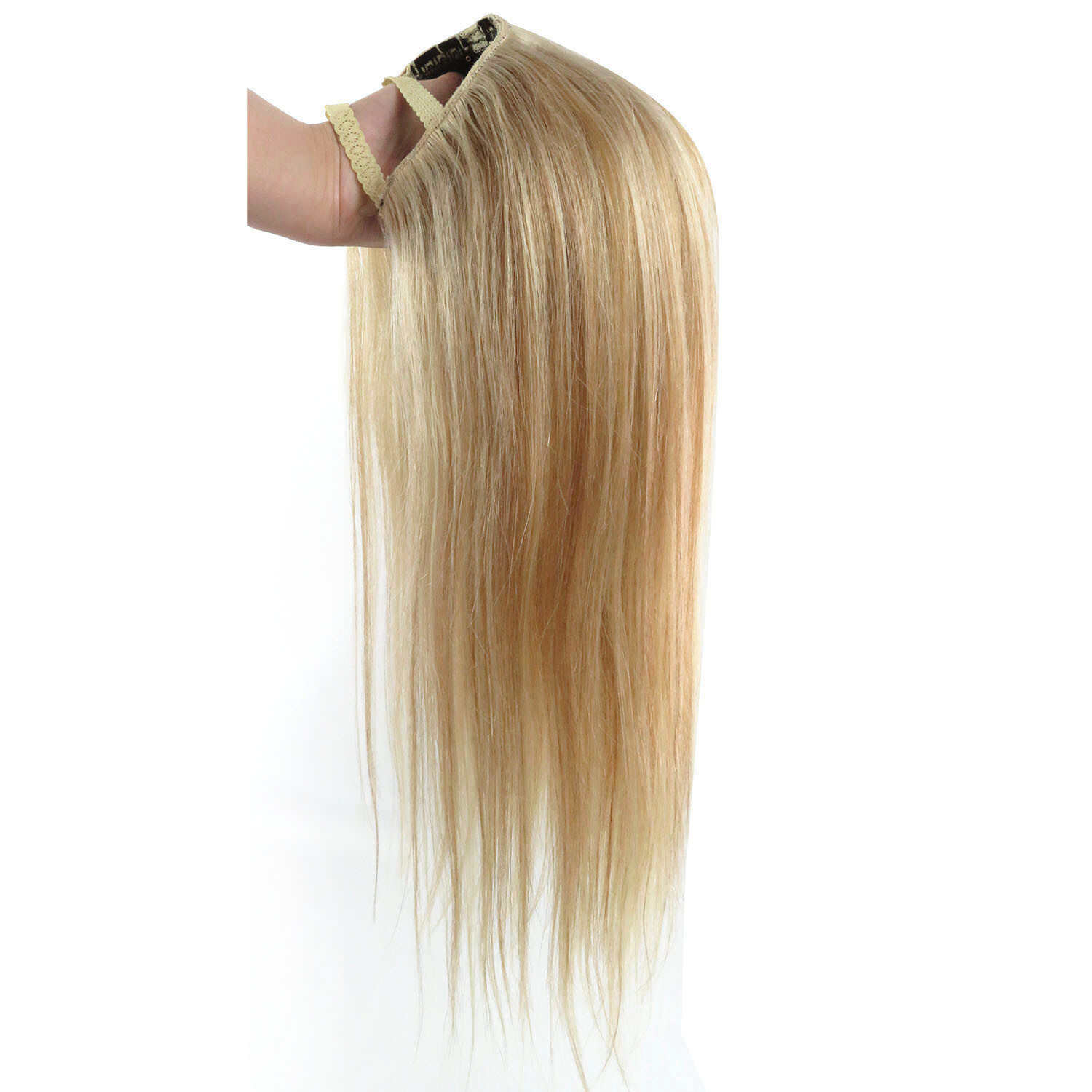 Long U Shape Glueless 100% Real Human Hair Machine 3/4 Weft Cap Wig Highlights