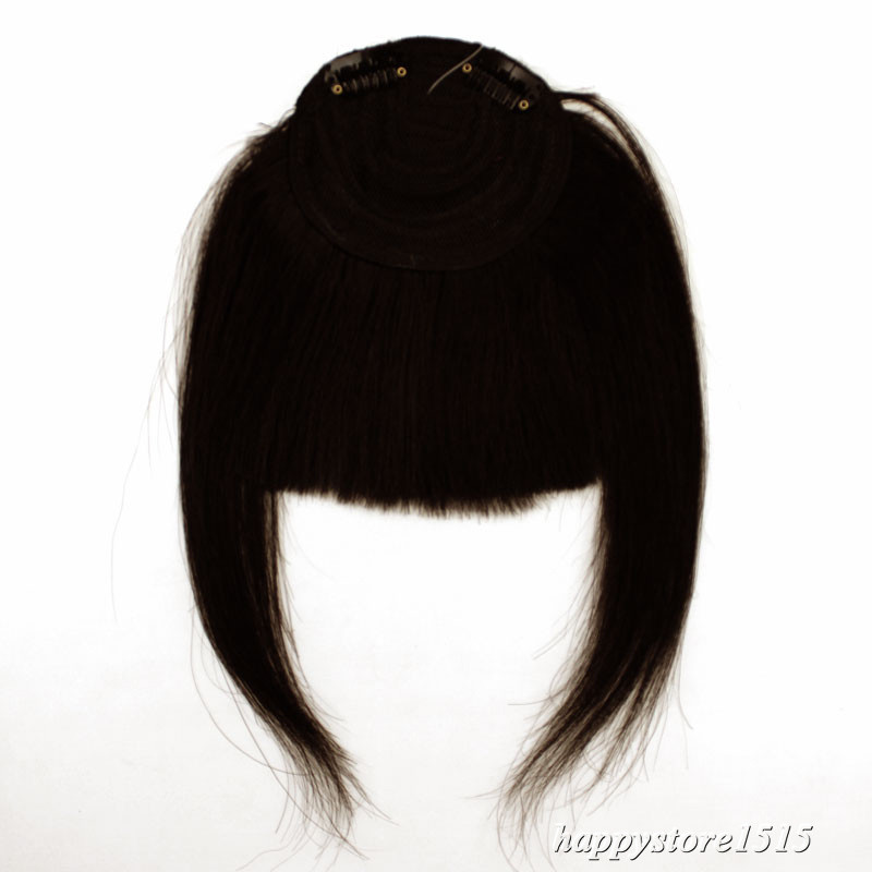 Clip in Front Bangs Clip on Fringe Hair Extensions Real Remy Human Hair Straight