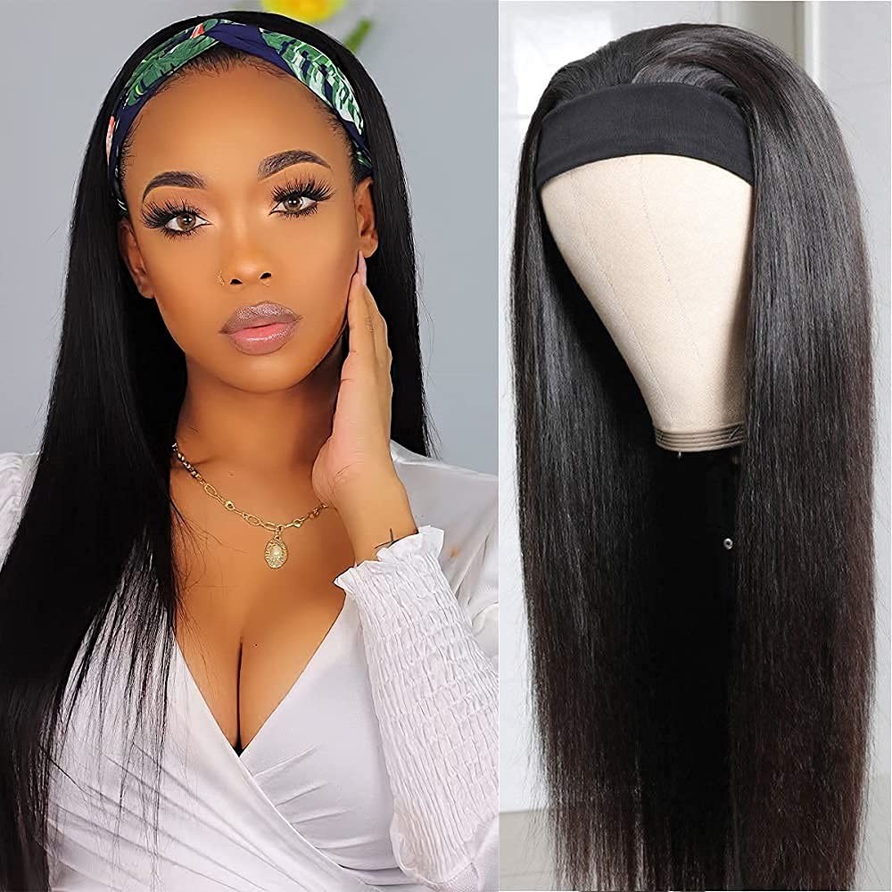 TNICE Headband Wig Human Hair Straight 18 Inch 18 Inch, Natural Black