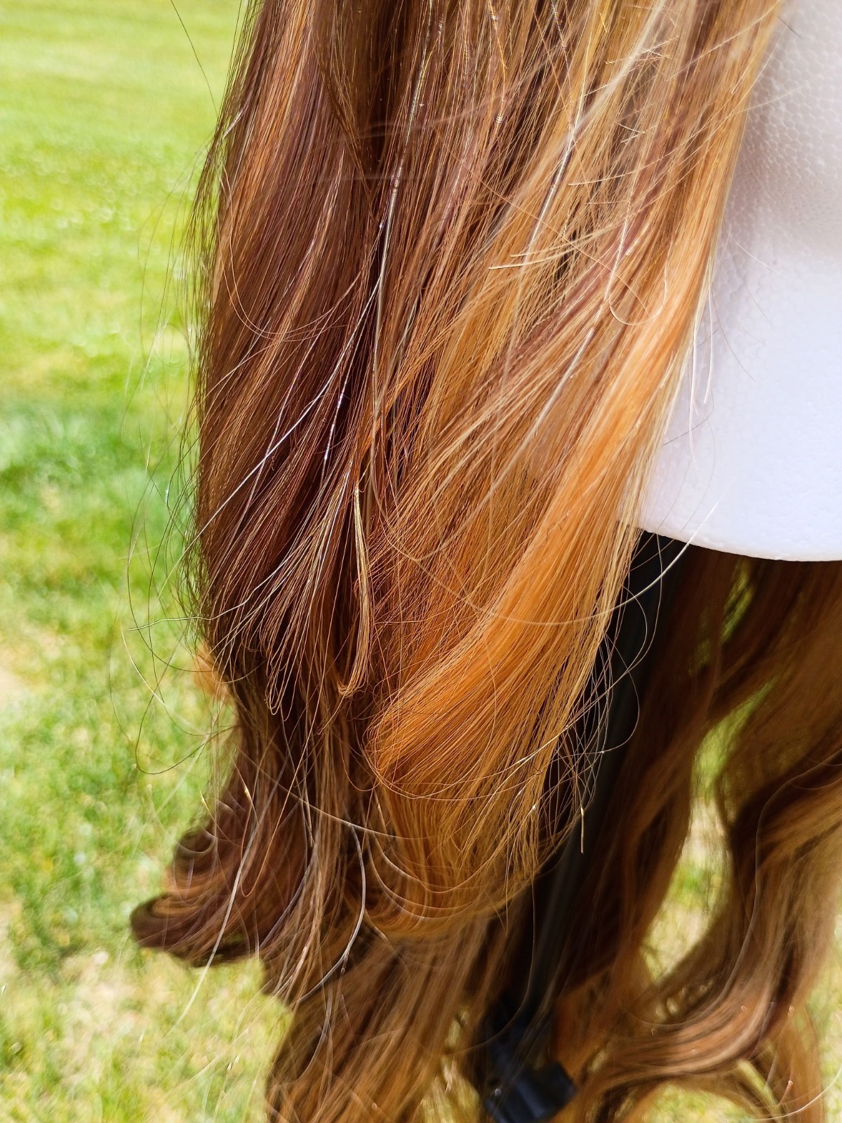 Synthetic Wavy Layered Brown/Golden Highlights Wig Free-Part Classic Cap 31-40in