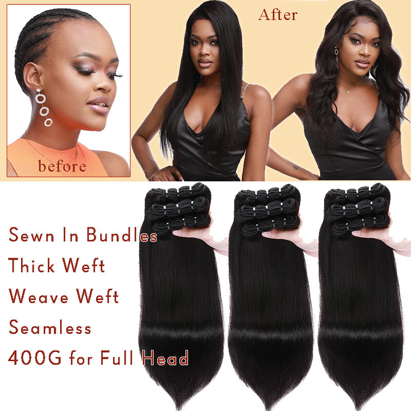 100% Virgin Remy Human Hair Extensions Sew in Bundles Weft Weave 300G FULL HEAD