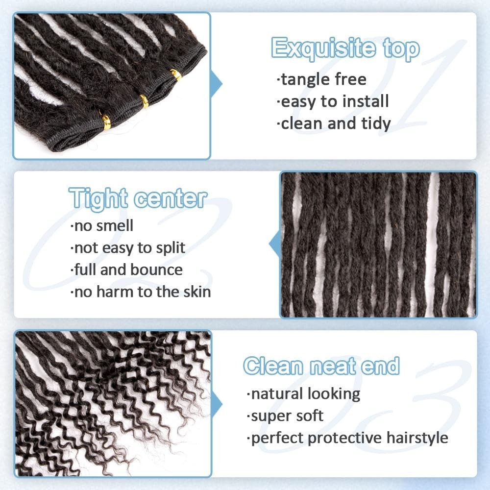 Originea 0.6cm 6-18 Inch 100% Human Hair Dreadlock Extensions Curly Ends Loc Ext