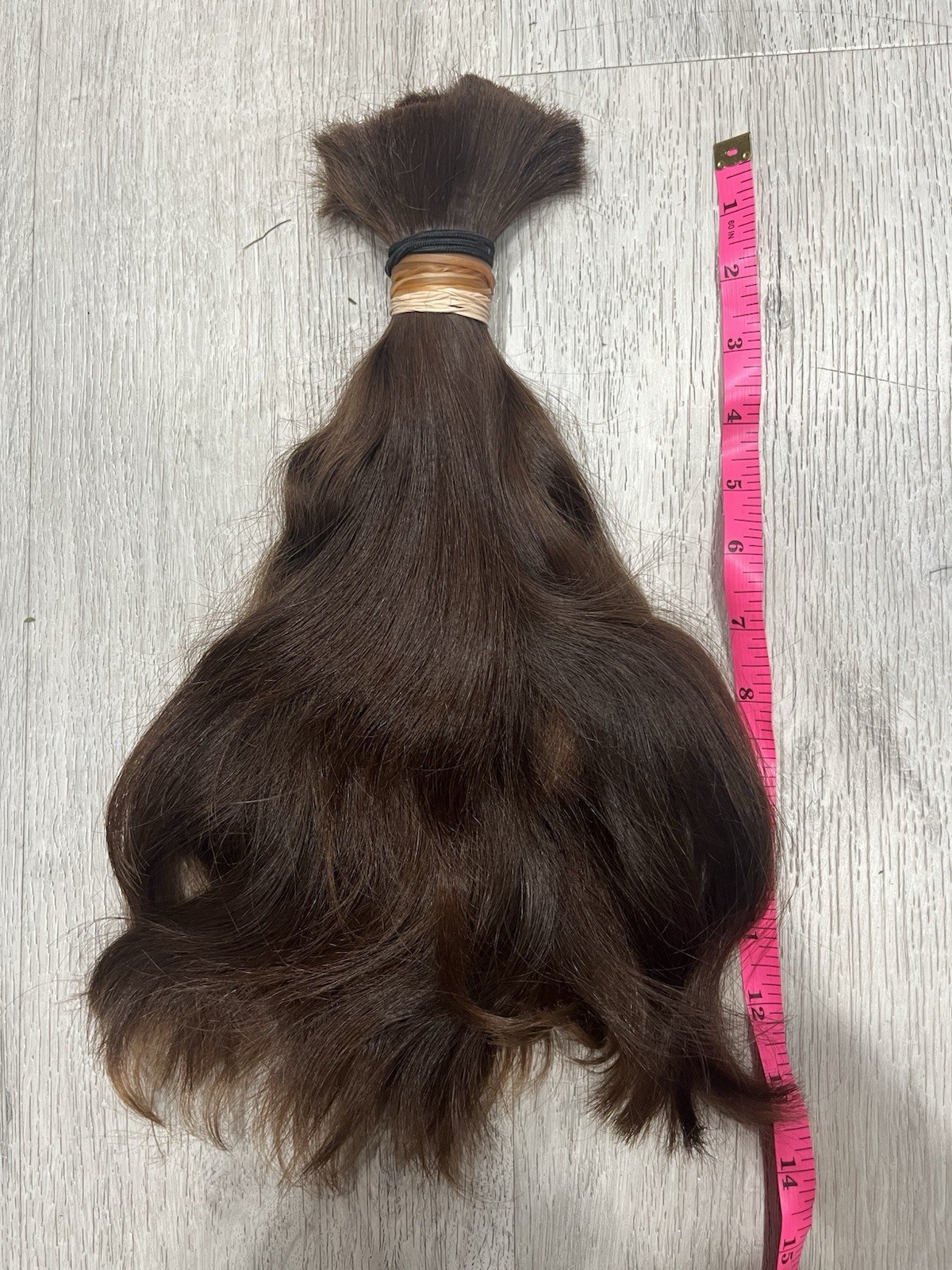 Real human hair cut Heavy ponytail 13-14 In 7.08 From Young Woman, Medium Brown