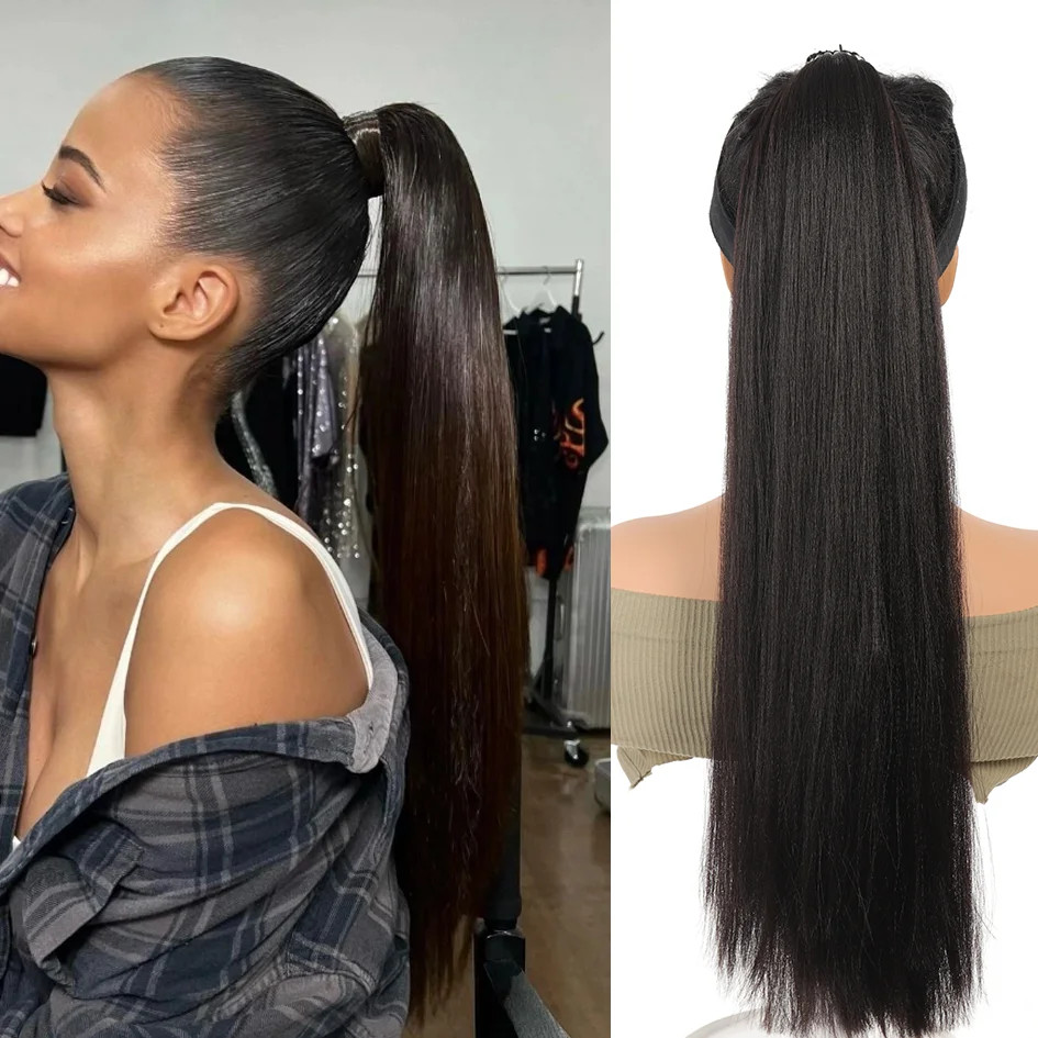 18-32inch Fake Hair Long Flexible Synthetic Ponytail Extension Hairpieces