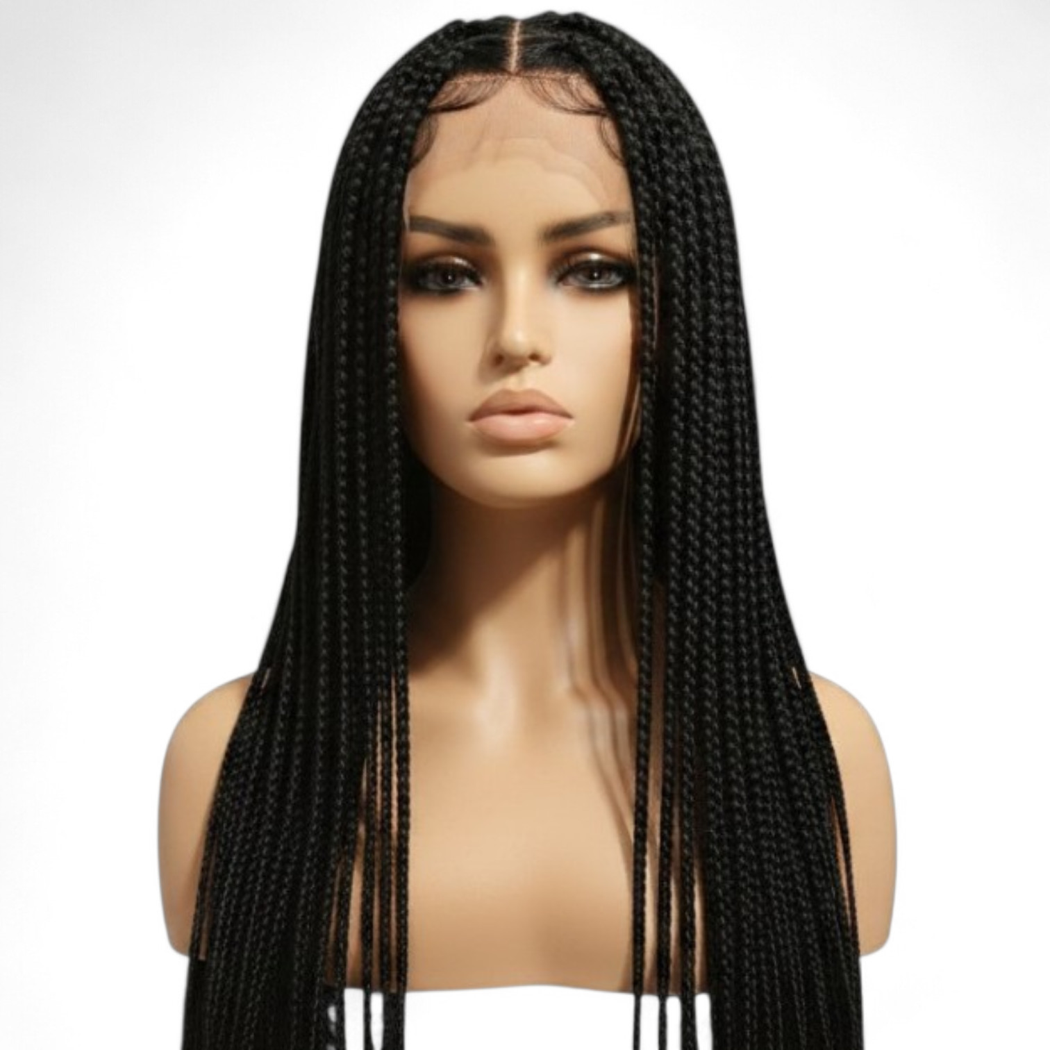 Long boho braided wig, natural look, lightweight, ready to wear.