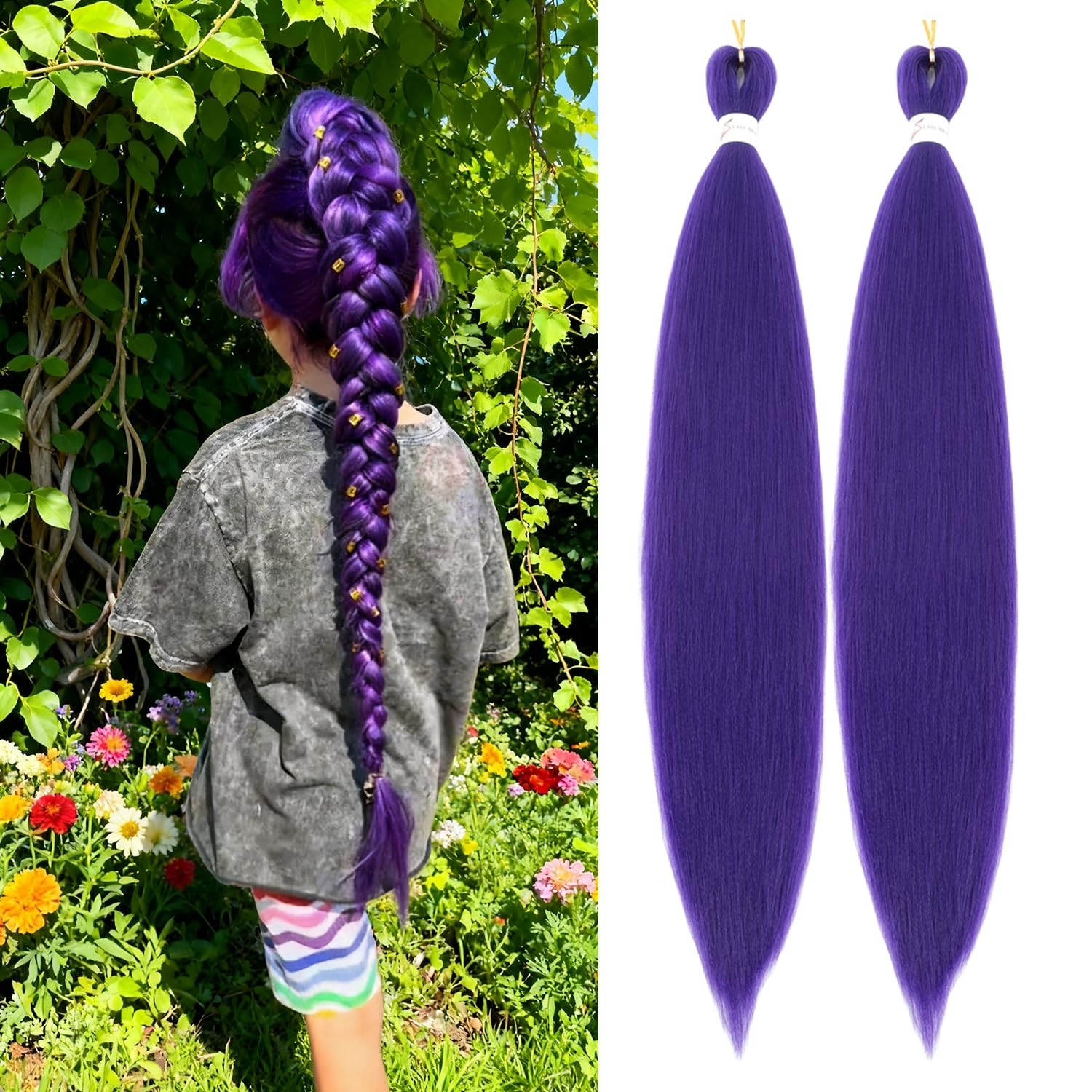 Dark Purple 20 Inch Synthetic Hair Extensions – Perfect for Cosplay & Parties!