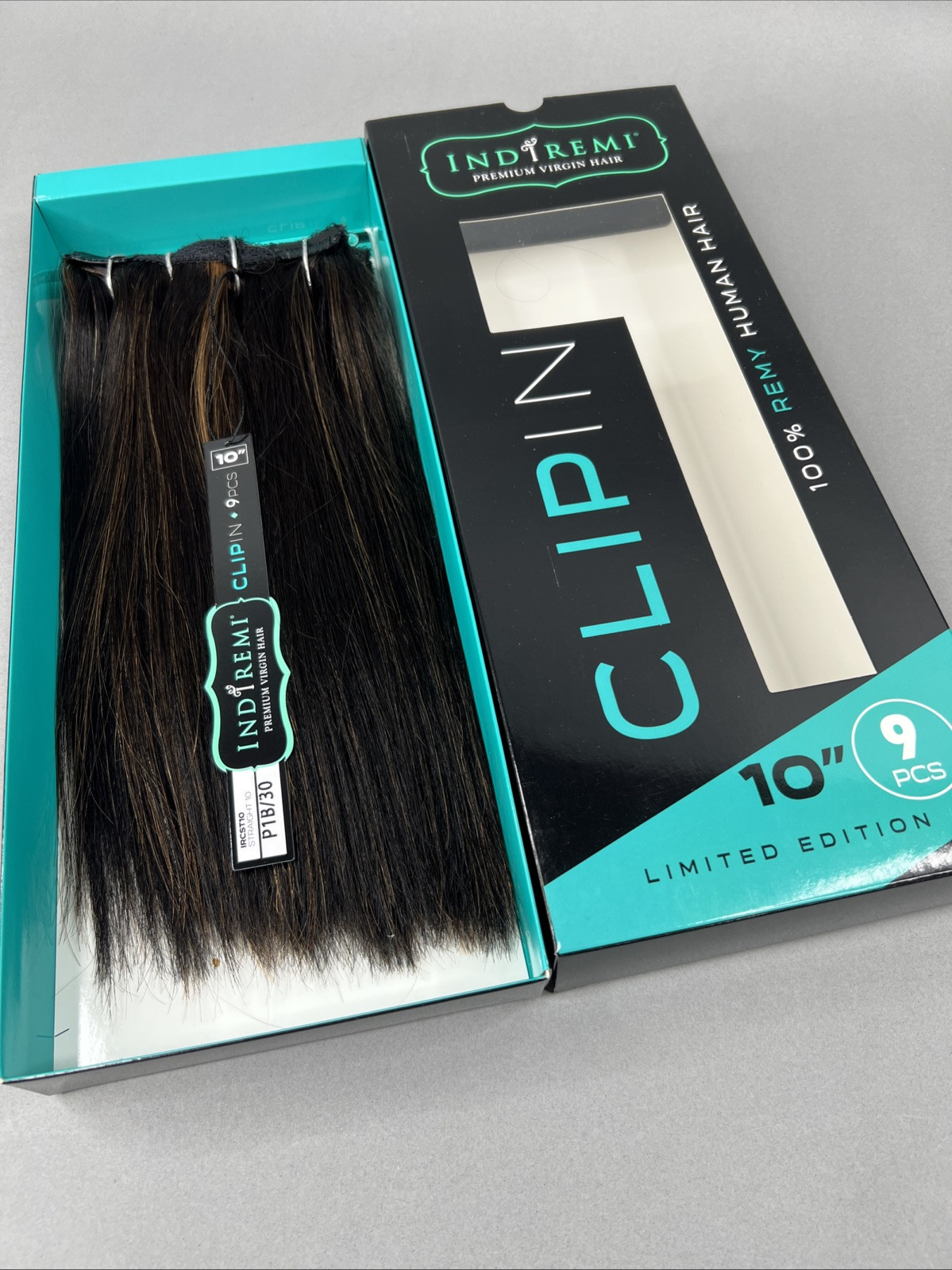 Indi Remi 9 Pc 10” Clip-in #P1B/30 Black & Honey Straight Human Virgin Hair
