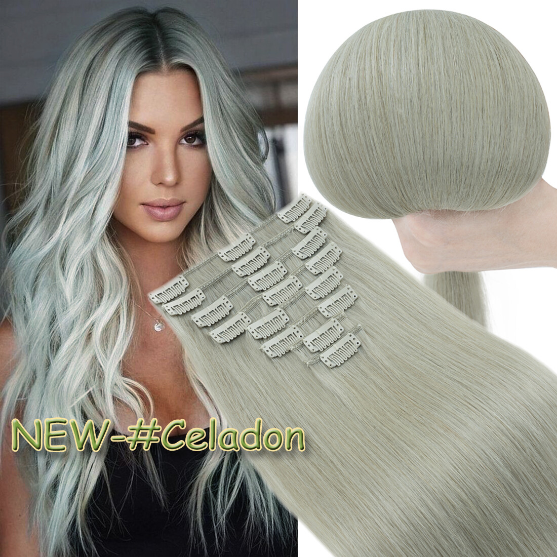 CLEARANCE 100% Human Hair Clip in Remy Hair Extensions Full Head/SMOOTH Blonde