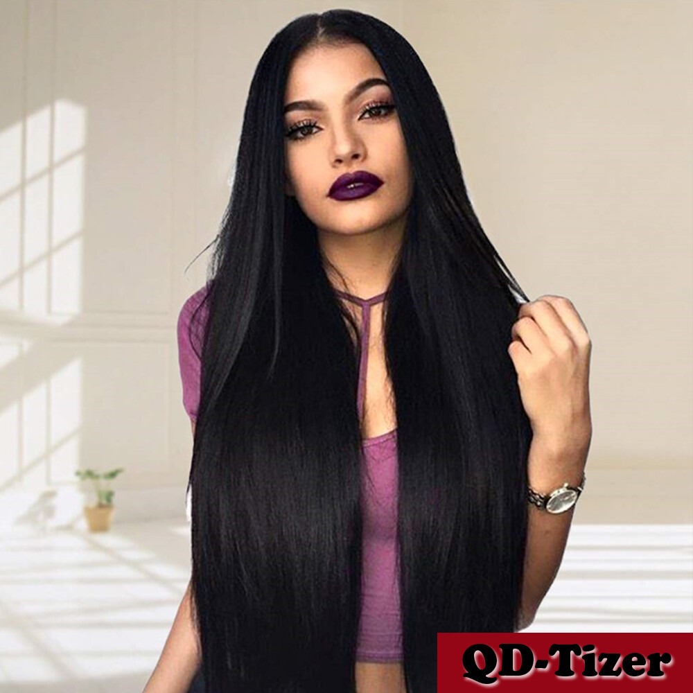 Plucked 22″ Lace Front Women Hair Straight Wig Bleached Knots With Baby Hair USA
