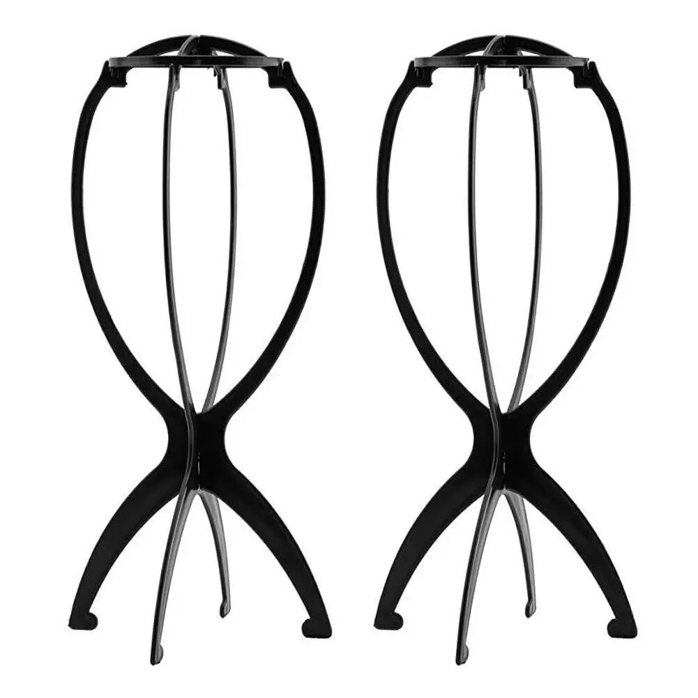 2PCS Wig Stand Portable Collapsible Holder Durable Display 13.8 Black