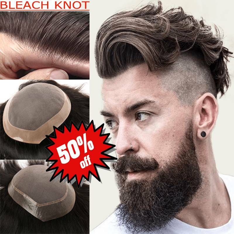 AAAA+ Fine Thin Skin PU Lace Mens Real REMY Virgin Hair Toupee For Men Topper US