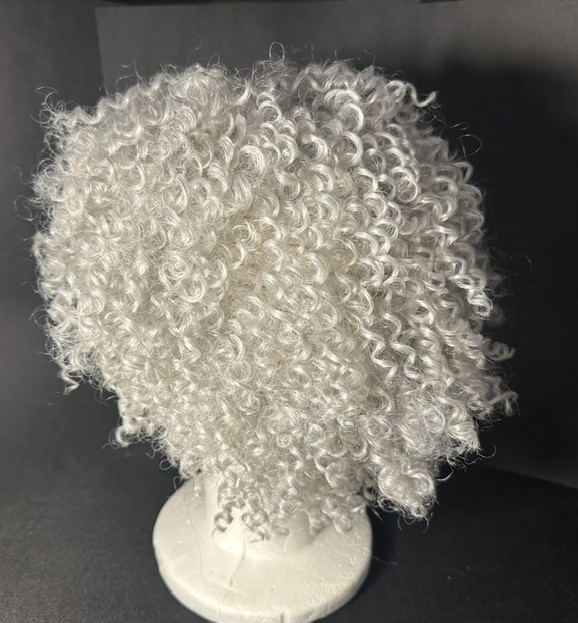 Femi Collection Grey Tight Curl Wig / 100% Synthetic / Non Flammable Fiber