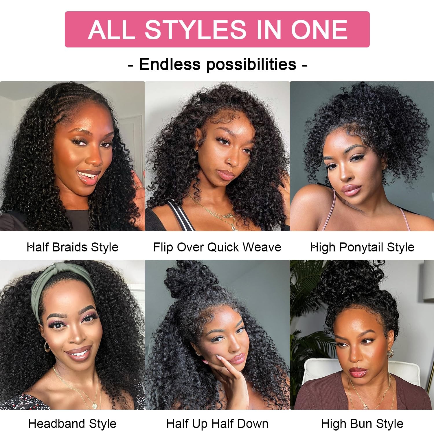 Hwowig Curly Half Wig Human Hair Wear And Go Glueless Wigs Human Hair 200