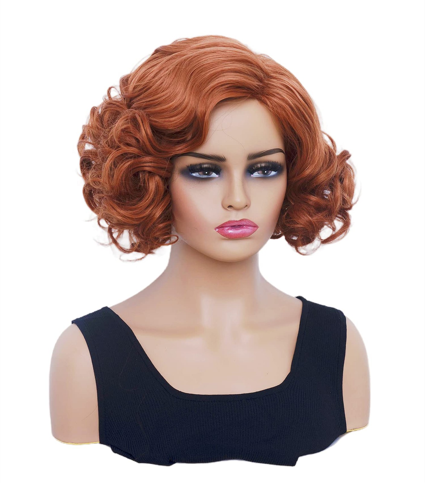 Gerulyss Short Copper Red Wavy Wigs for Women 21.5 – 22.5 Inch,