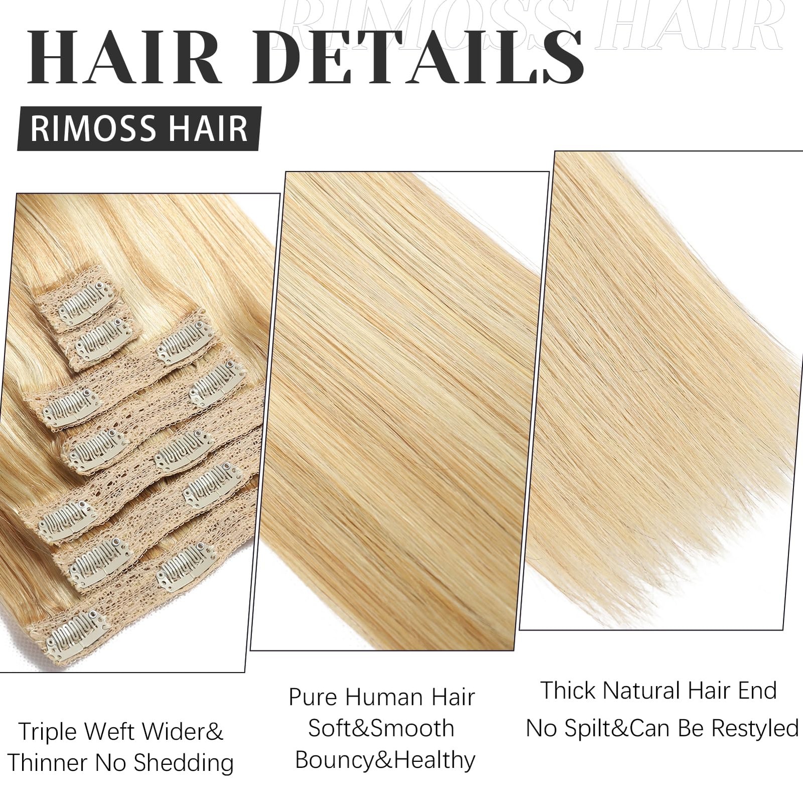 Rimoss Clip In Extensions Real – 24 Inch 7Pcs Dirty Blonde To Bleach