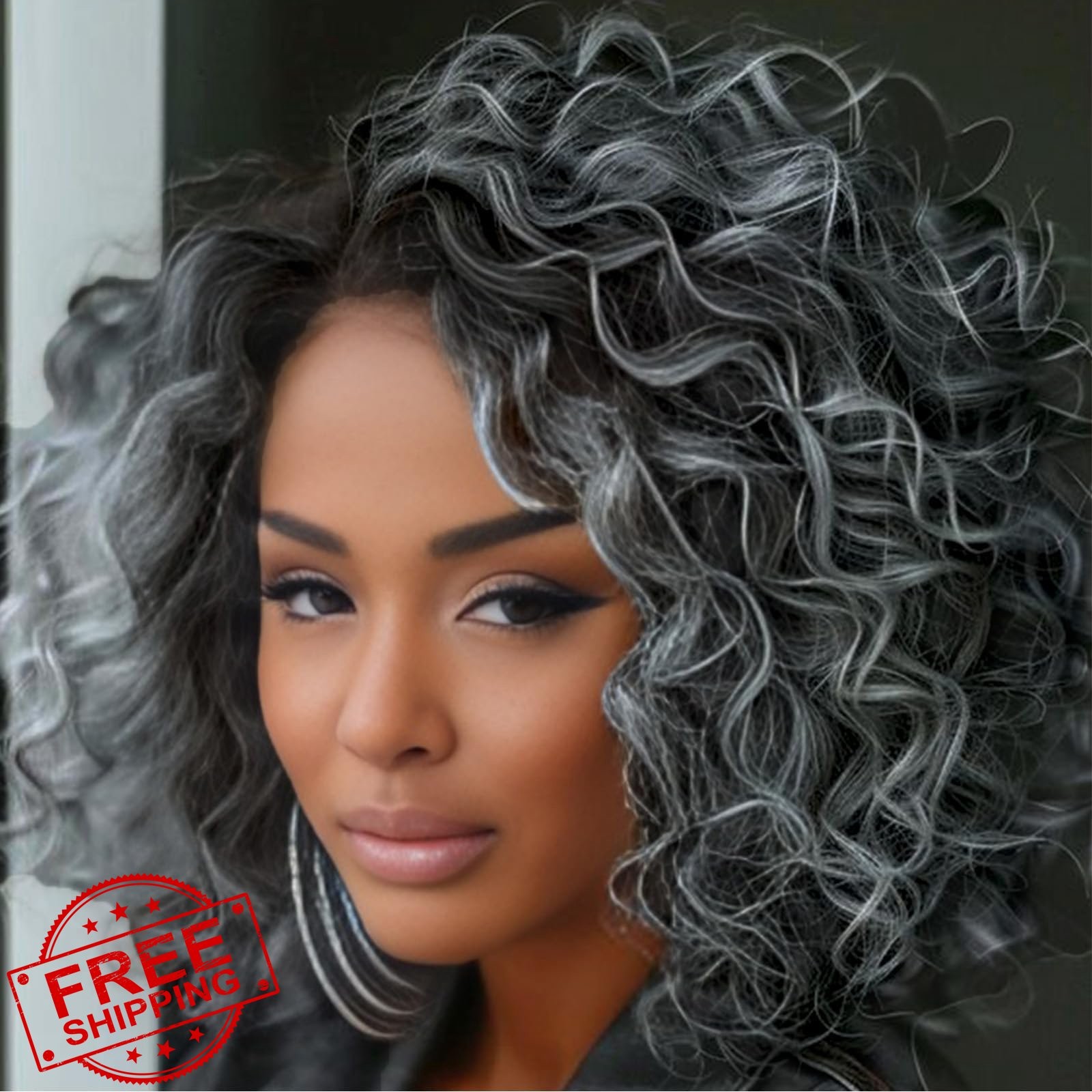 XSASLYET 10″ Pre Looped Crochet Hair 1B/Grey Gogo Curl Black Women 8 Packs
