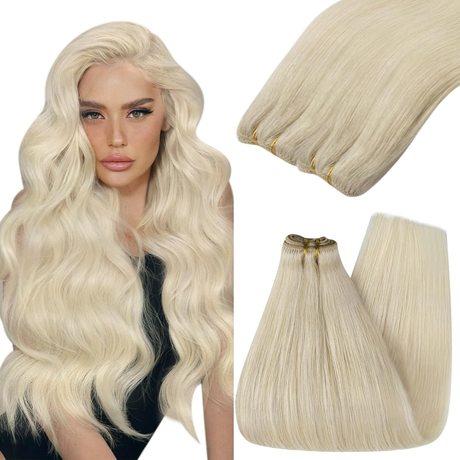 Sew in Hair Extensions Real Human Hair Double Weft Weave Russian Remy Hair 100gr