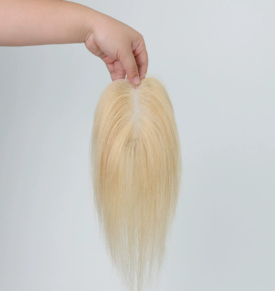 100% Human Hair Clip Head Top Blonde #613 Middle Part Women Natural Soft Daily