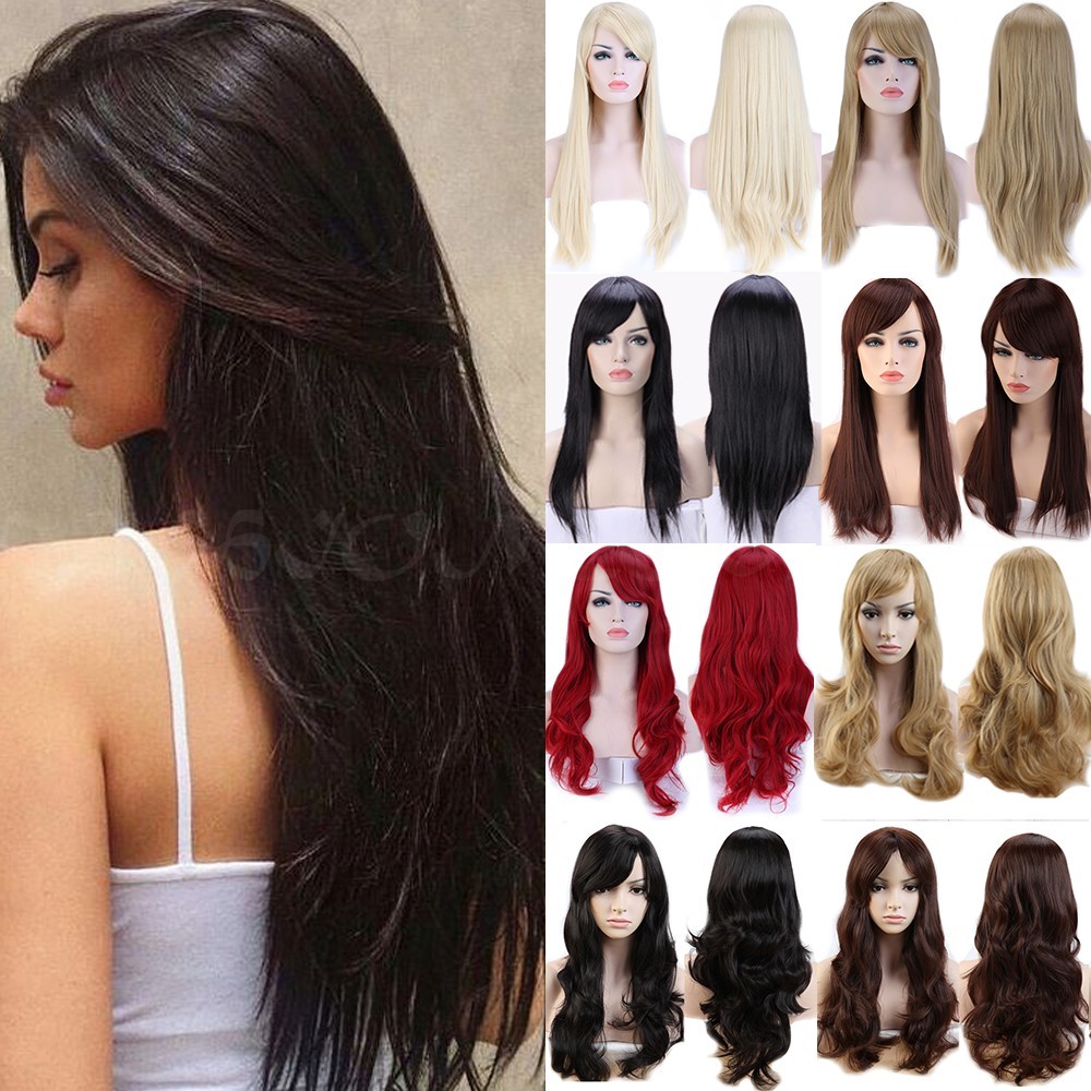 Fashion Cosplay Hair Wig Women Long Straight Curly Party Anime Costume Full Wigs