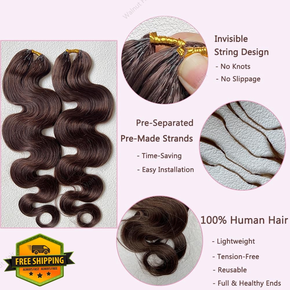 walnut hair 18″ 120g #4 Color Body Wave Feather Crochet Braids