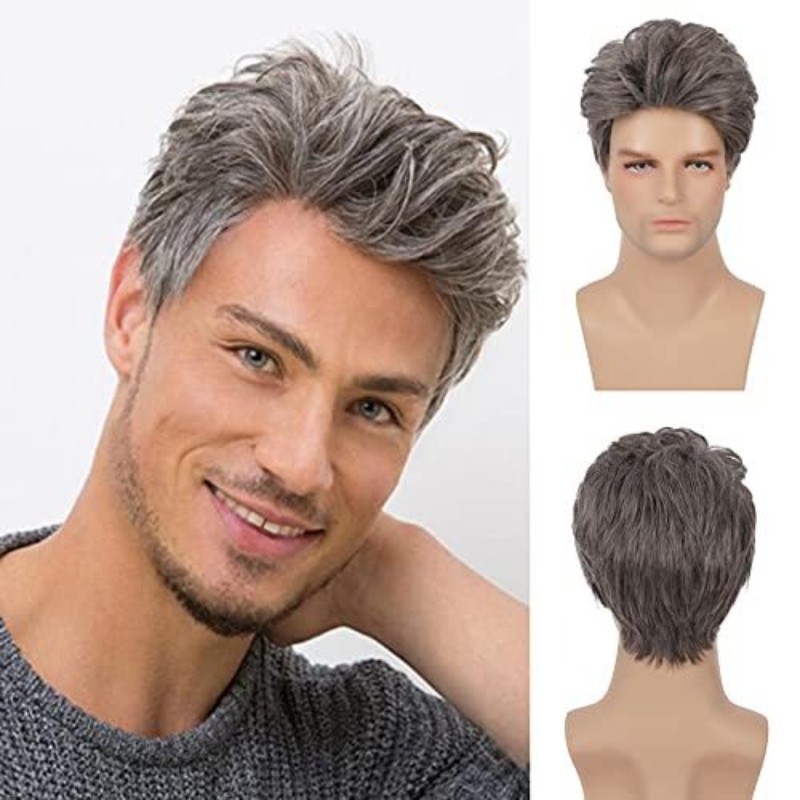 Men’s Short C Wig 6in Full Wig Party Cosplay Heat Resistant Synthetic