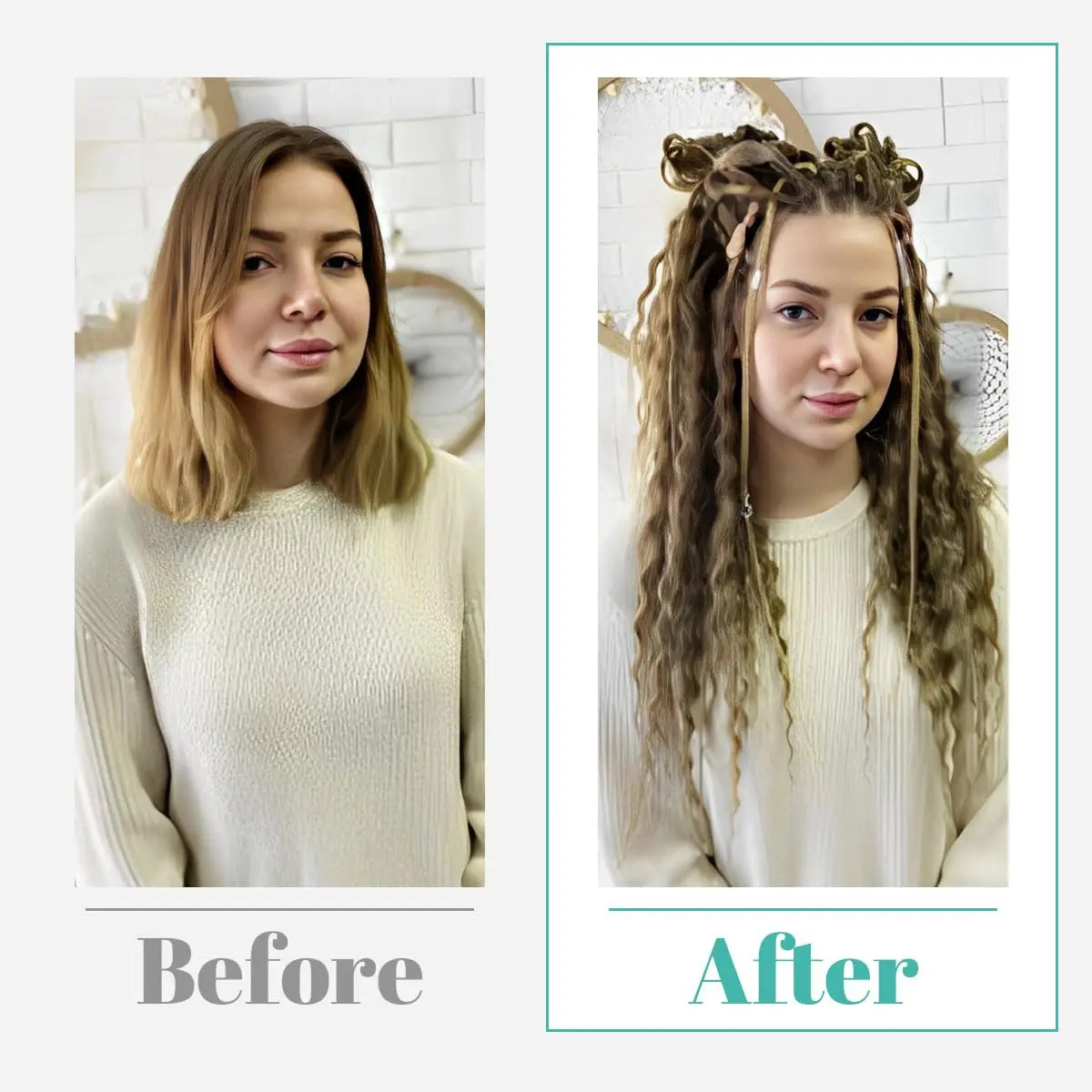 3 In 1 Mixed Hippie Single Ended Dreadlocks Synthetic Hair Extensions for Women