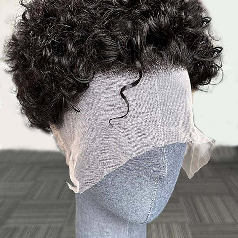 Pixie Cut Short Curly 13X6 Lace Front Wig for Men Human Hair PrePlucked Male Wig