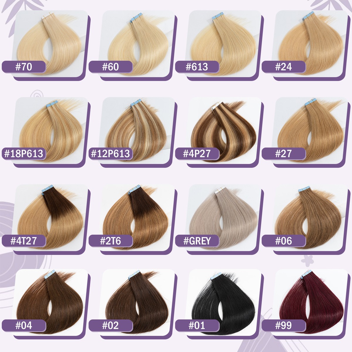 Seamless Tape in Skin Weft 100% Remy Human Hair Extensions Highlight Thick 60PCS
