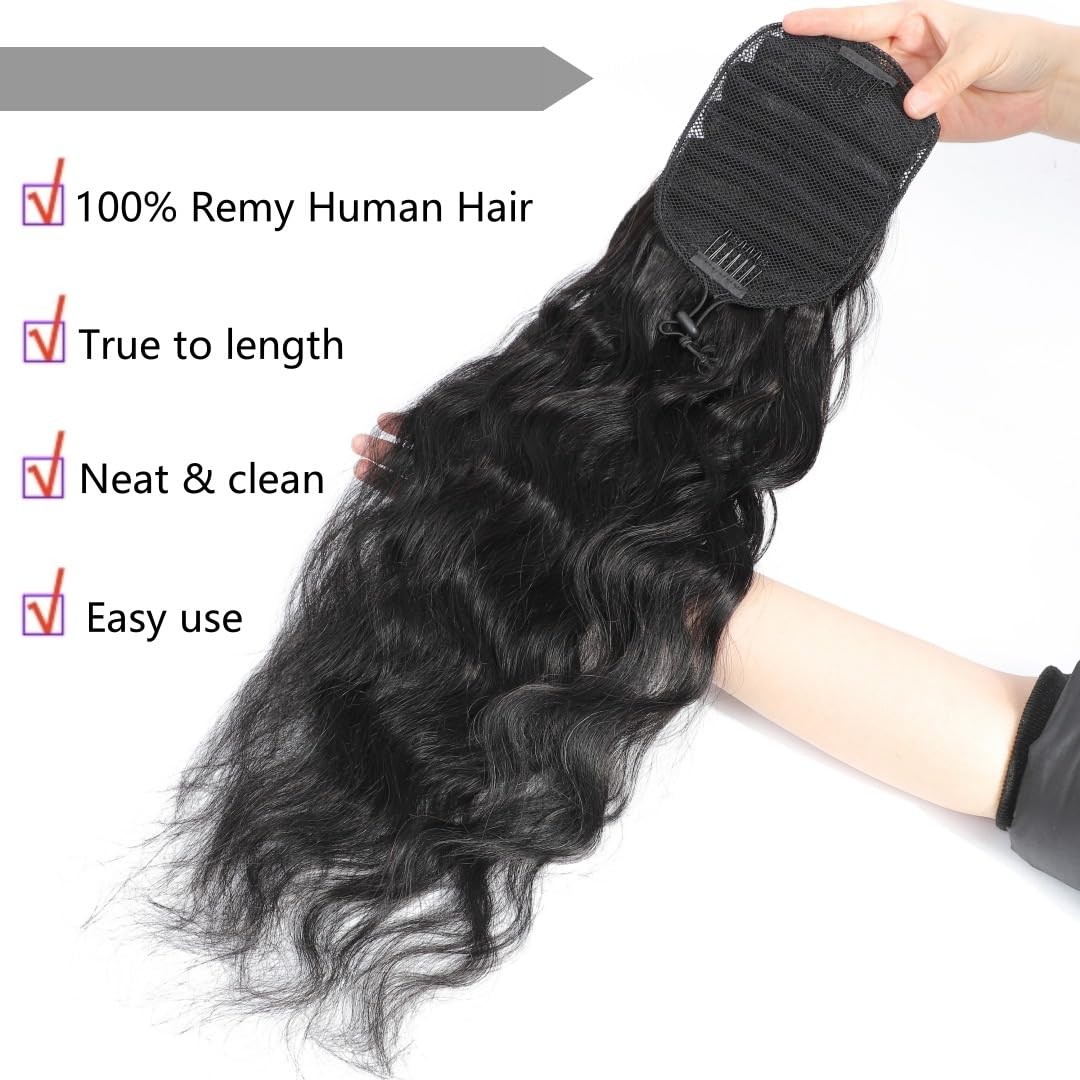 Body Wave Drawstring Ponytail 80g Remy Human Hair 10 Inch Natural Black – Easy