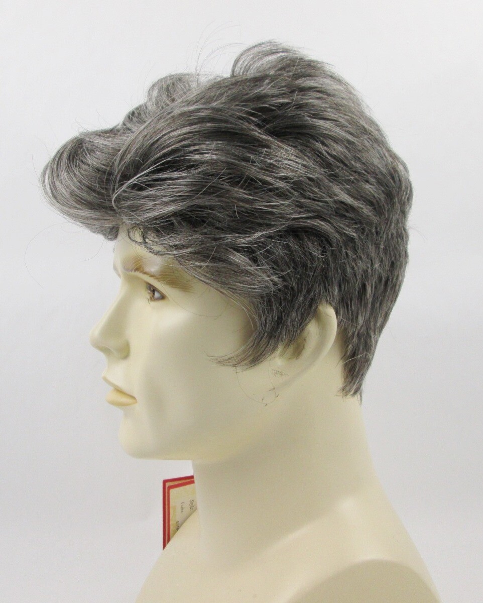 MENS MALE SHORT STRAIGHT WAVY HAIR WIG TAPERED BRUSHED BACK JOHNNY POMPADOUR