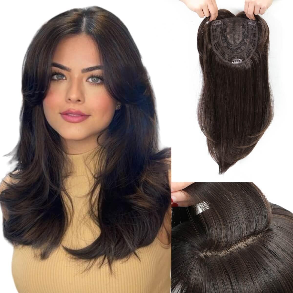 Molefi 19Inch Hair Toppers For Women Thinning Hair6.5X6.5Inch Large Coverage