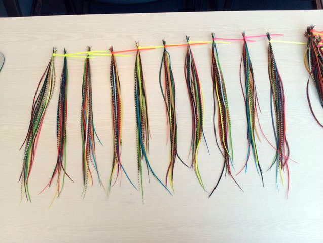 LONG THIN 100% REAL FEATHER HAIR EXTENSIONS GRIZZLY BRIGHT! COLORS USA!! ! SALE!