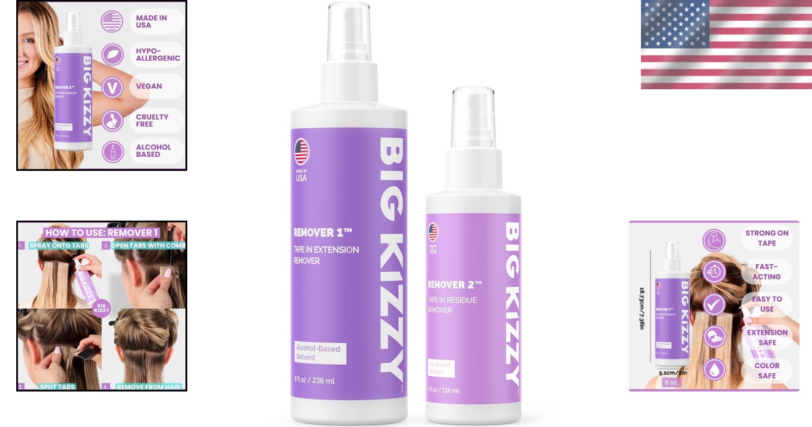 Professional Tape In Extension Remover 8oz with Residue Remover 4oz Set