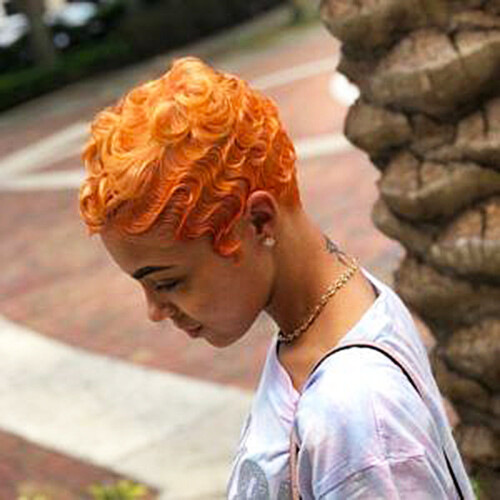 Short Finger Wave Wigs Orange Wigs for Women Fashion Party Wigs None Lace Wigs