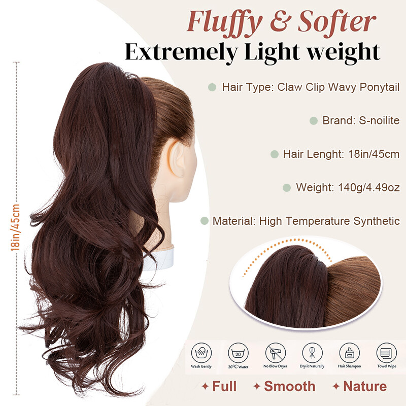 Claw Clip in Ponytail Extensions Wavy Long Hair Piece Pony Tail Real As Human US