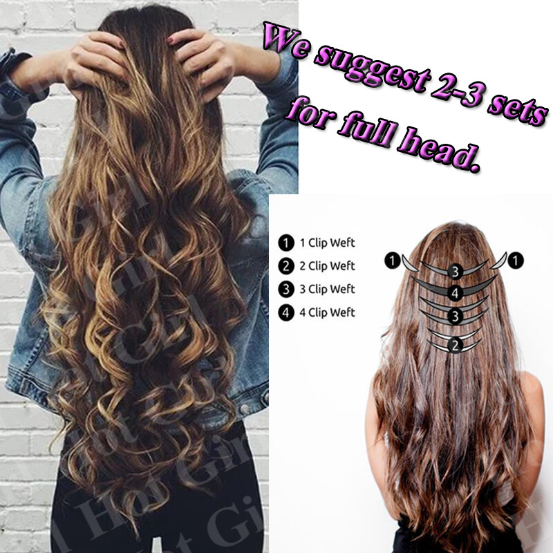 Big THICK Clip In 100% Real Remy Human Hair Extensions Full Head Double Weft US