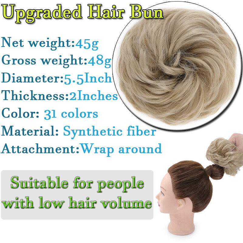 30g-45g Large THICK Curly Messy Scrunchie Bun Updo Wrap on Pony Hair Extensions