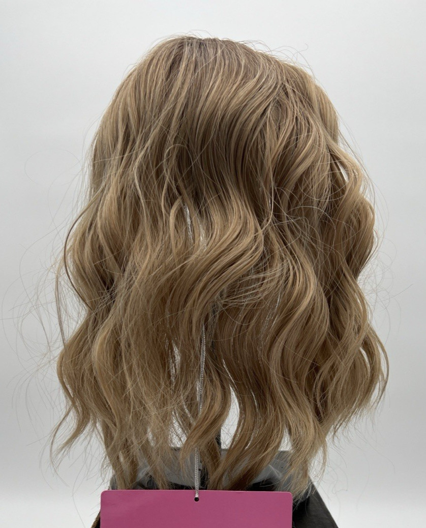 Ombre Brown Blonde Short Wavy 12in Women Premium Hair Topper