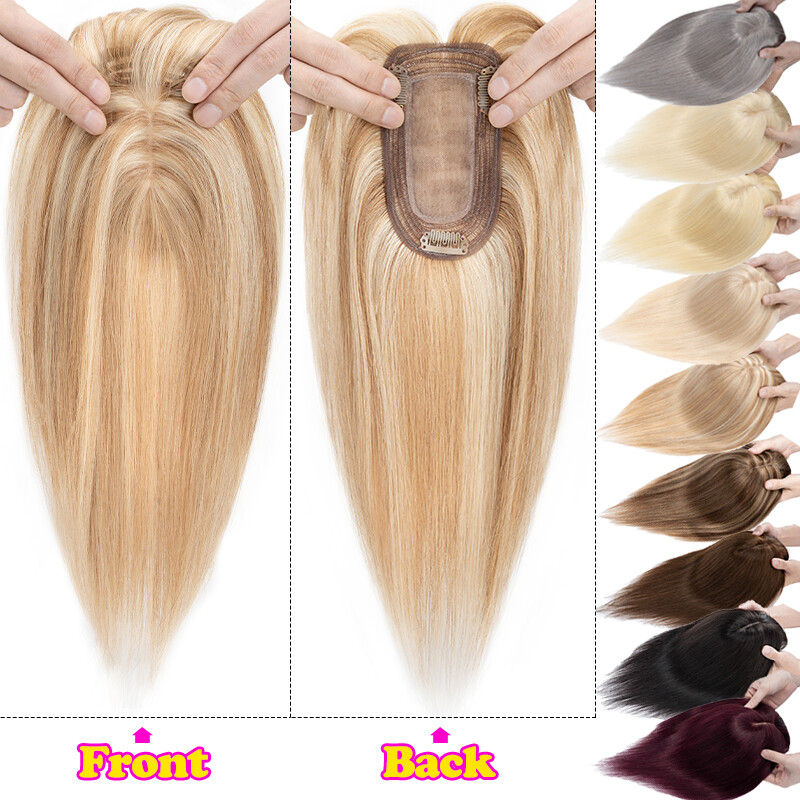 100% Remy Human Hair Topper Clip In Hairpiece Toupee with Bangs 150% Density
