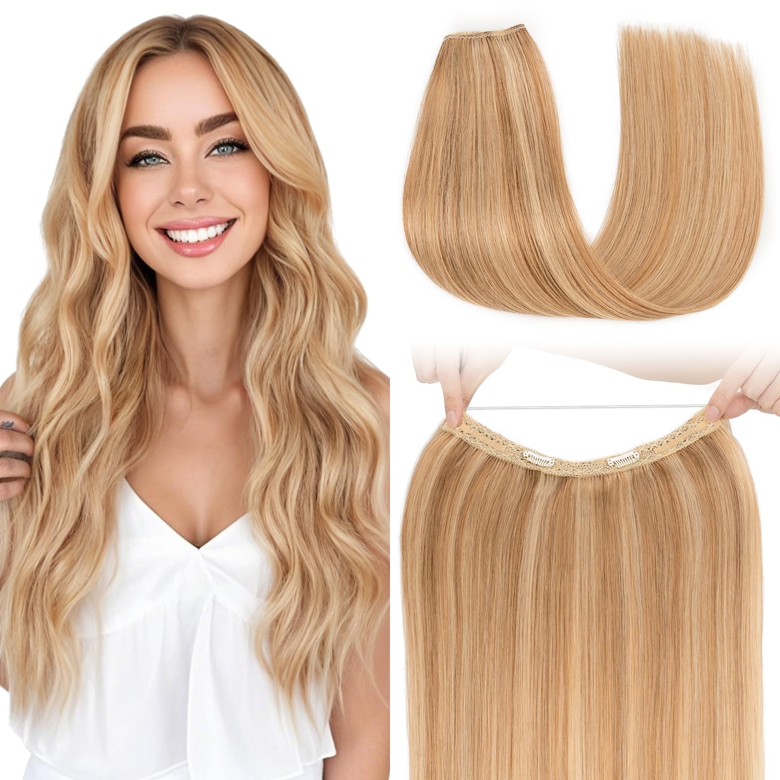 S-Noilite Halo Hair Extension Invisible Wire In Real Remy Human Hair Extensions