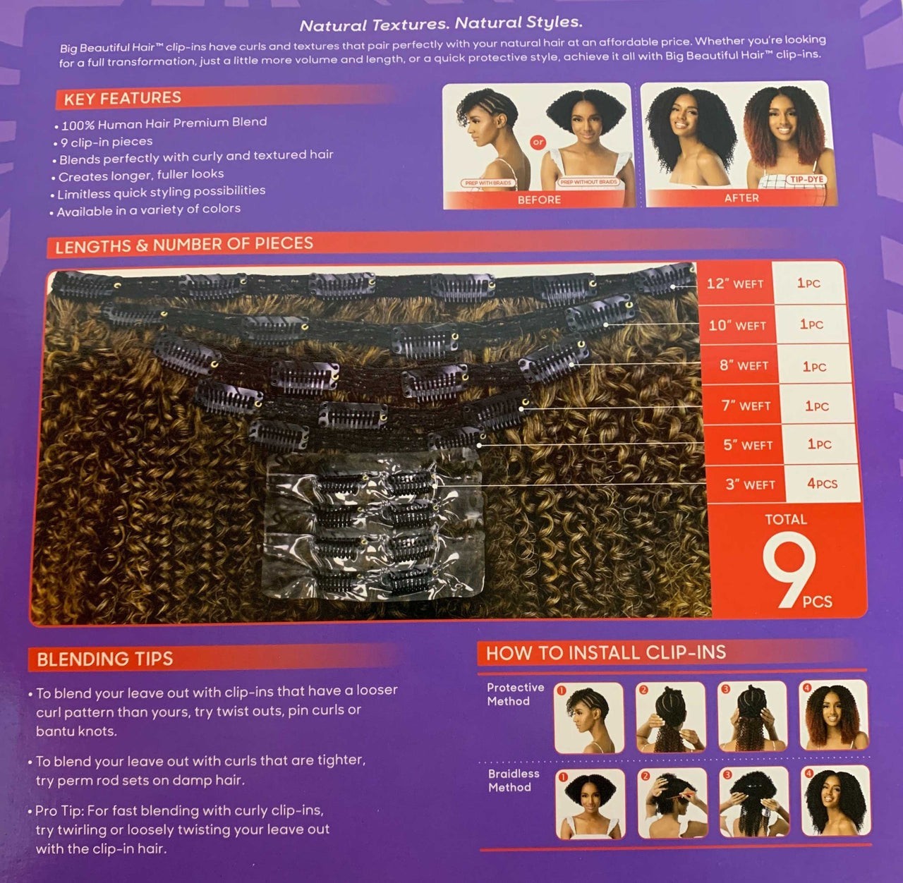 Outre Big Beautiful Hair Clip In – 4A KINKY CURLY, 2T1B/4730